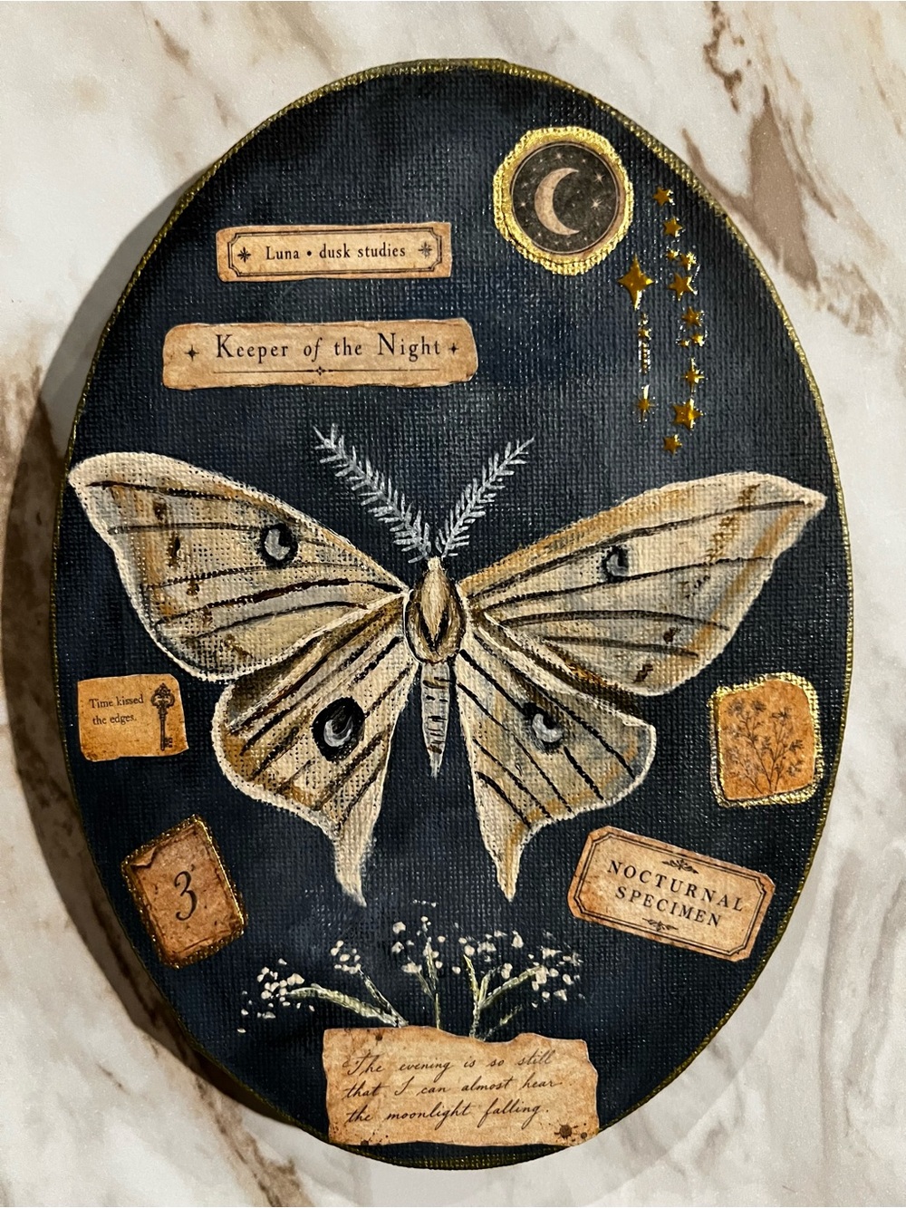 Keeper of the Night Nocturnal Moth Wall Art - Black & Gold